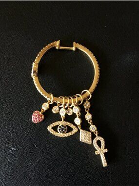 Evil Eye Gold Plated Charm Pendant Earring